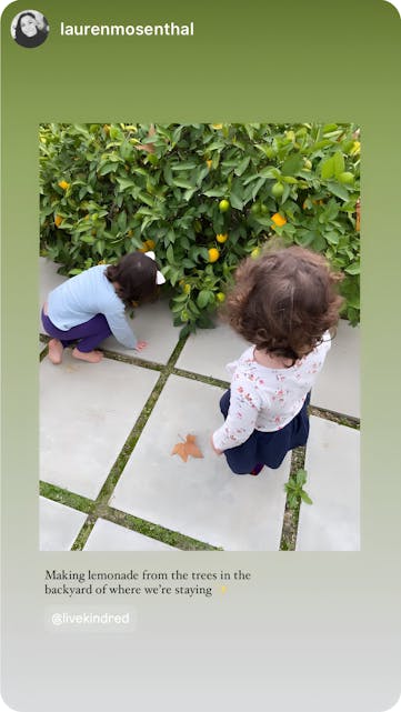 Making lemonade from the trees in the backyard of where we’re staying, thanks to Kindred. Our kids love exploring and picking fresh fruit in this beautiful outdoor space. Kindred’s home swaps offer unique, family-friendly experiences that make every stay special.