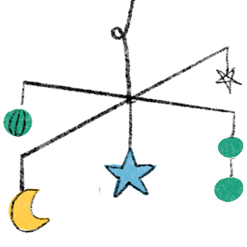 Hanging crib mobile illustration