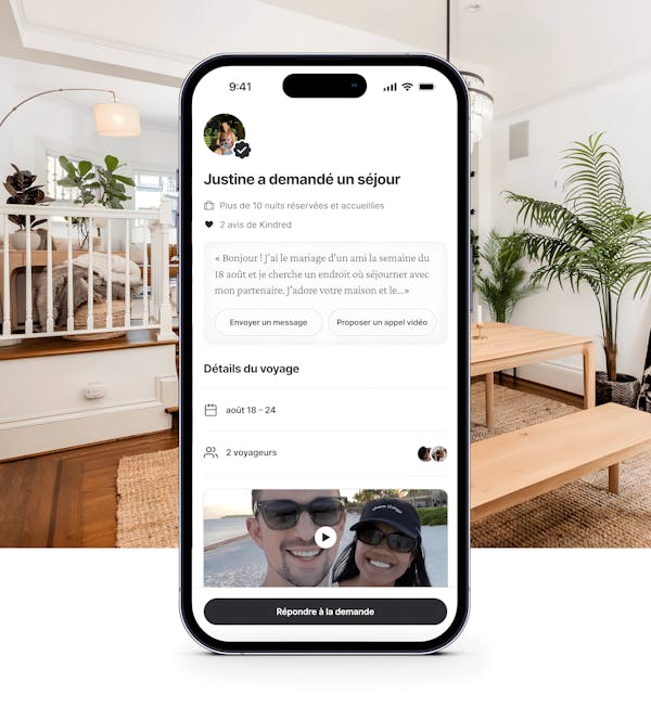 Connectez-vous en toute confiance et rejoignez Kindred dès aujourd'hui. Notre communauté d'échange de domicile est basée sur la confiance. Profitez d'un échange de domicile sécurisé avec notre appel vidéo de présentation, une mesure clé de confiance et de sécurité.